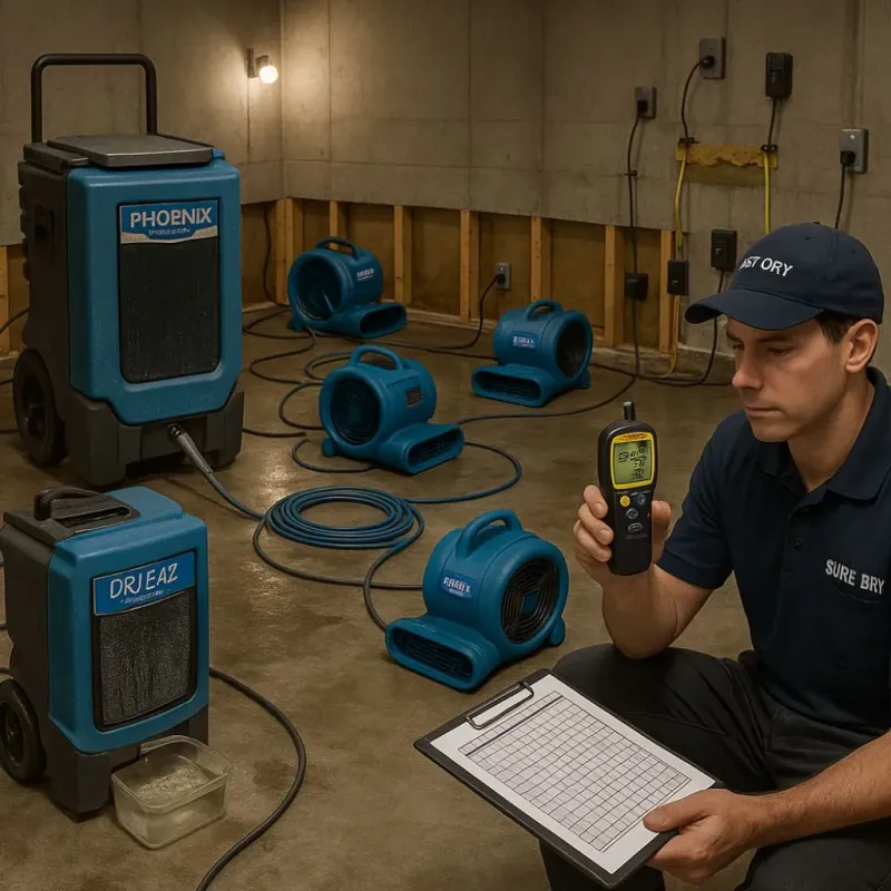 Structural Drying and Dehumidification process in Queen City, TX